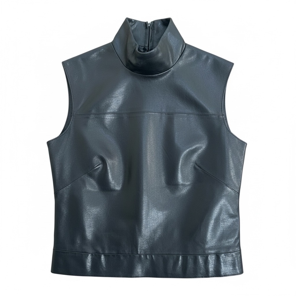 INDEED Leather Sleeveless Mock Neck Top, size Medium - Picture 11 of 12